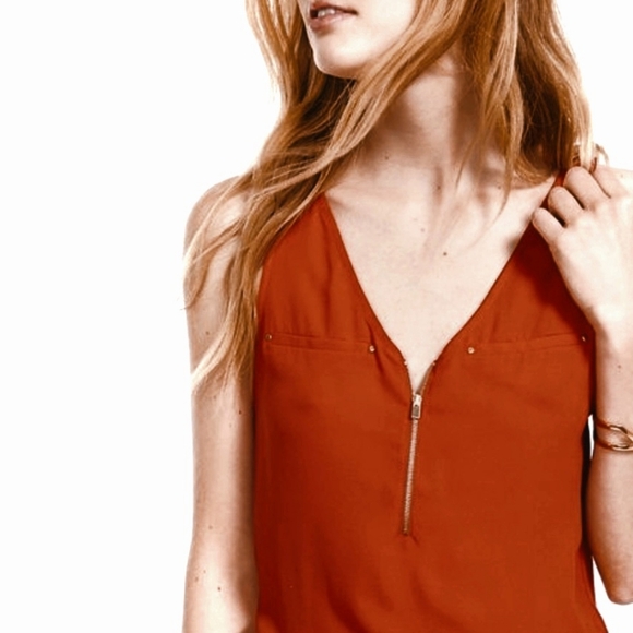 Express Hudson Burnt Orange Zip Tank Top - Picture 2 of 12